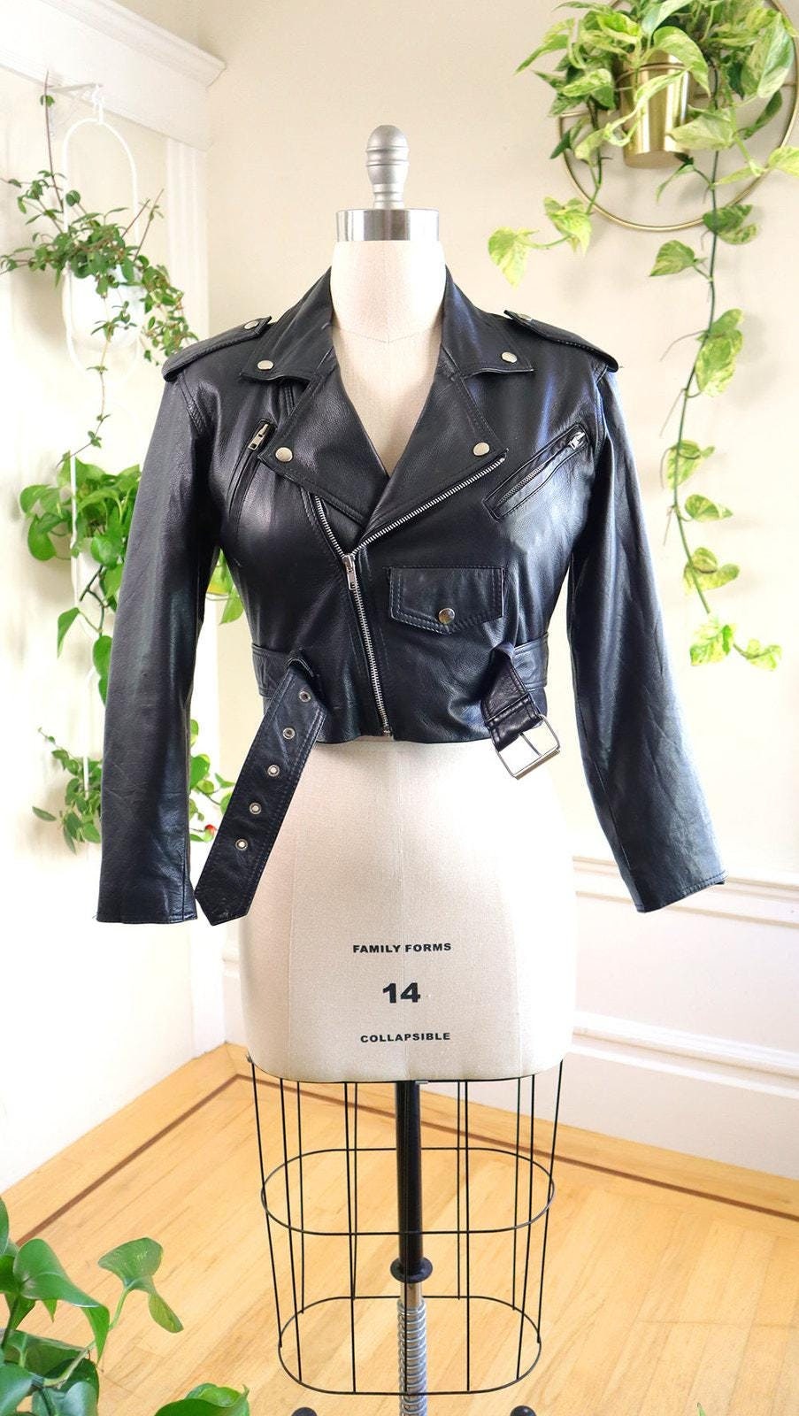 Vintage 1980s 1990s Jacket | 80s 90s WILSONS LEATHER Black Moto
