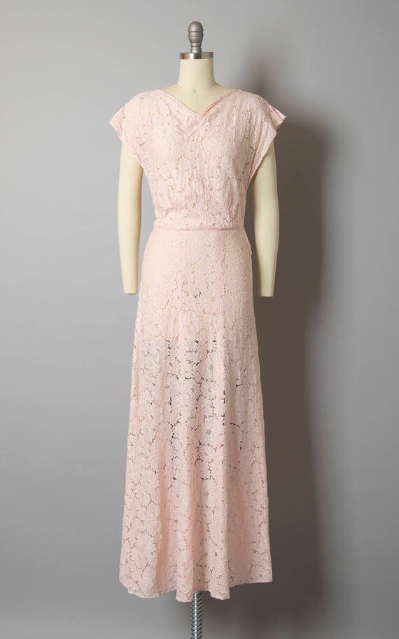 Vintage 1930s Gown | 30s Sheer Cotton Lace Light … - image 2