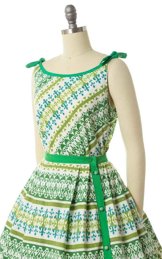 Vintage 1960s Skirt Set | 50s Geometric Printed C… - image 5
