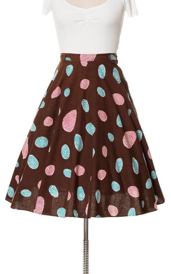Vintage 1940s 1950s Skirt | 40s 50s Novelty Print… - image 3