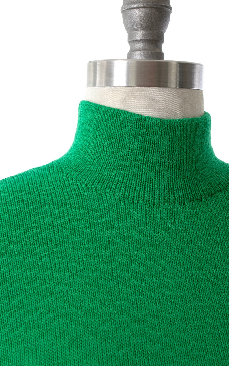 Vintage 1980s Sweater 80s ST JOHN by Marie Gray Knit Kelly Green Wool Long Sleeve Turtleneck Jumper Top small image 5