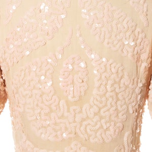 Vintage 1930s Top 30s Sequin Cotton Voile Light Ballet Pink Scalloped Cropped Sheer See Through Art Deco Blouse x-small image 7