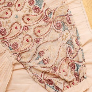 Vestido moderno estilo años 70 / FREE PEOPLE Paisley bordado crema beige algodón transparente manga globo Boho Festival de verano / pequeño/mediano imagen 9