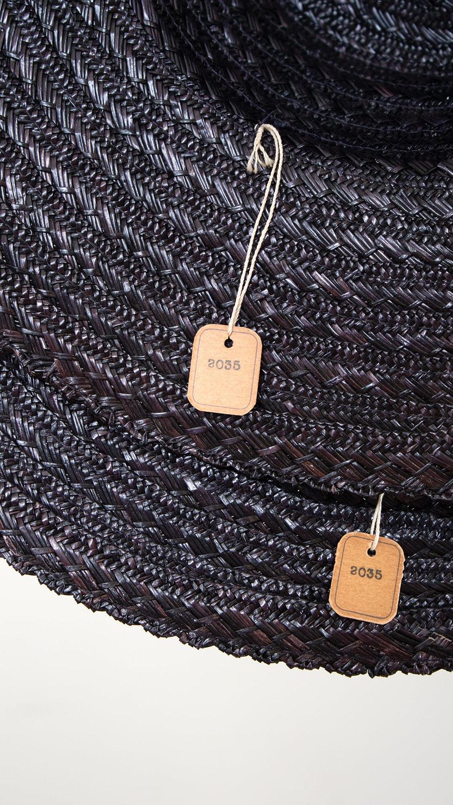 Vintage 1970s Sun Hat | 70s Does 1950s Black Straw Wide Brim  display picture 3
