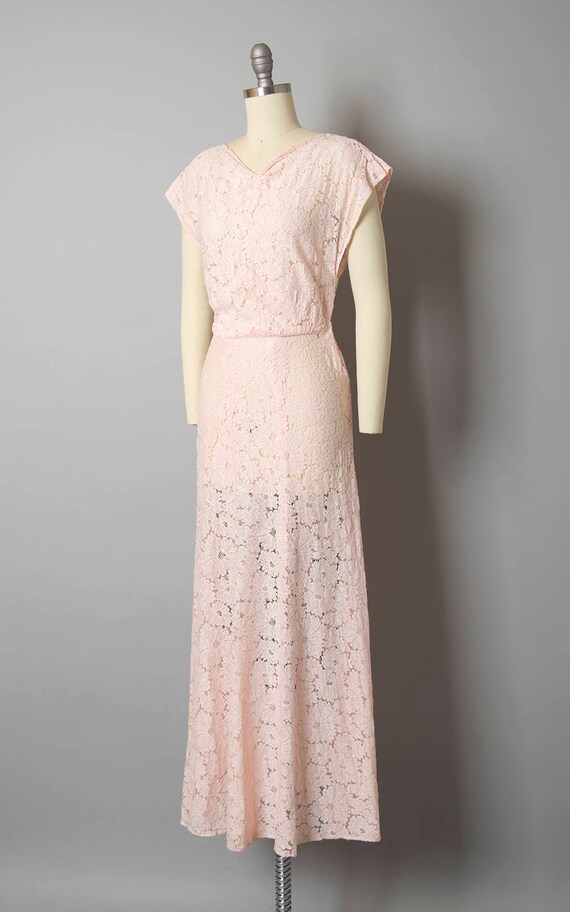 Vintage 1930s Gown | 30s Sheer Cotton Lace Light … - image 3
