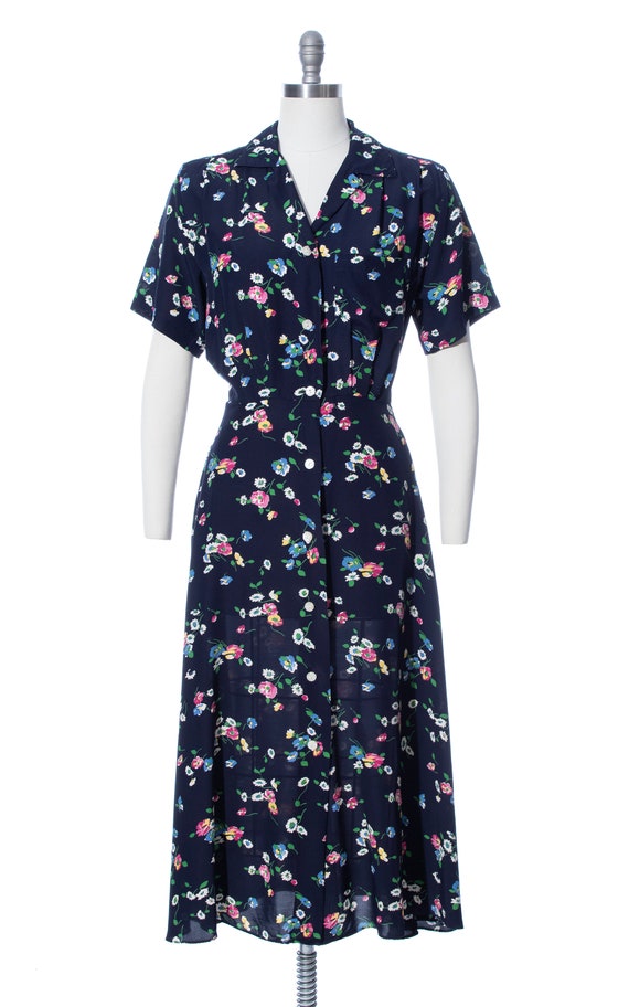 Vintage 1990s Shirt Dress | 90s does 40s Floral P… - image 2