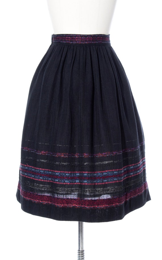 Vintage 1960s Skirt | 60s Striped Border Hand Wov… - image 5
