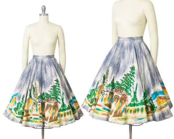 Vintage 1950s Skirt | 50s Mexican Sequin Novelty … - image 1
