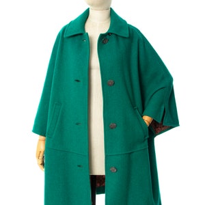 Vintage 1970s Cape Coat | 70s Austrian Wool Mohair Green Teal Winter Overcoat (medium/large) image 5