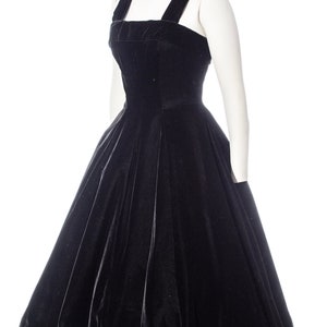 Vintage 1950s Party Dress 50s SUZY PERETTE Black Velvet Fit and Flare Full Skirt Midi Formal Evening Gown small/medium image 3