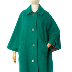 Vintage 1970s Cape Coat | 70s Austrian Wool Mohair Green Teal Winter Overcoat (medium/large) image 2