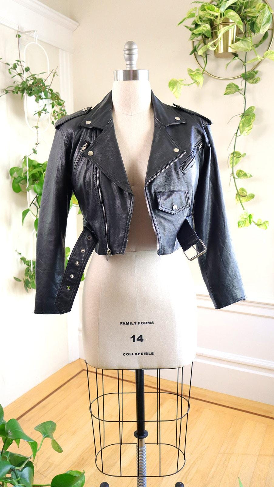 Vintage 1980s 1990s Jacket | 80s 90s WILSONS LEATHER Black Moto