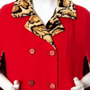 Vintage 1960er Jahre Wende-Cape 60er Leopard Ocelot Animal Print Rot Wolle Zweireihig Warmer Winter Poncho Mantel medium/large/x-large Bild 9