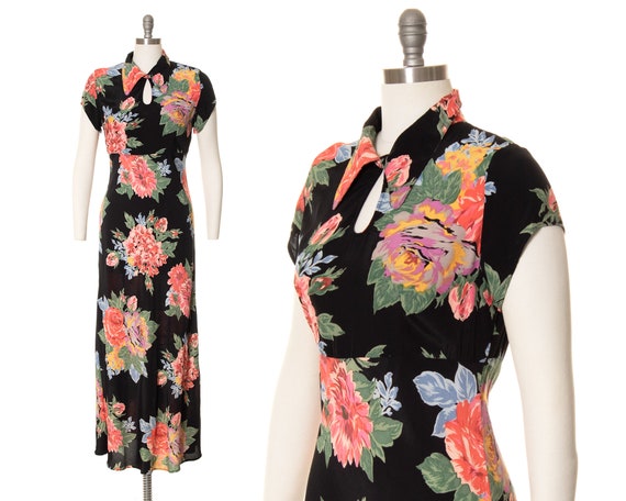 Vintage 1990s Maxi Dress | 90s does 30s Floral Pr… - image 1