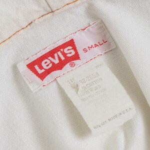Vintage 1970s Jacket 70s LEVIS Orange Tab White Cotton Denim Hooded Zip Up Boho Minimalist Jacket small/medium image 9