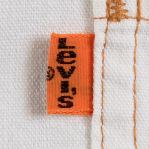 Vintage 1970s Jacket 70s LEVIS Orange Tab White Cotton Denim Hooded Zip Up Boho Minimalist Jacket small/medium image 8