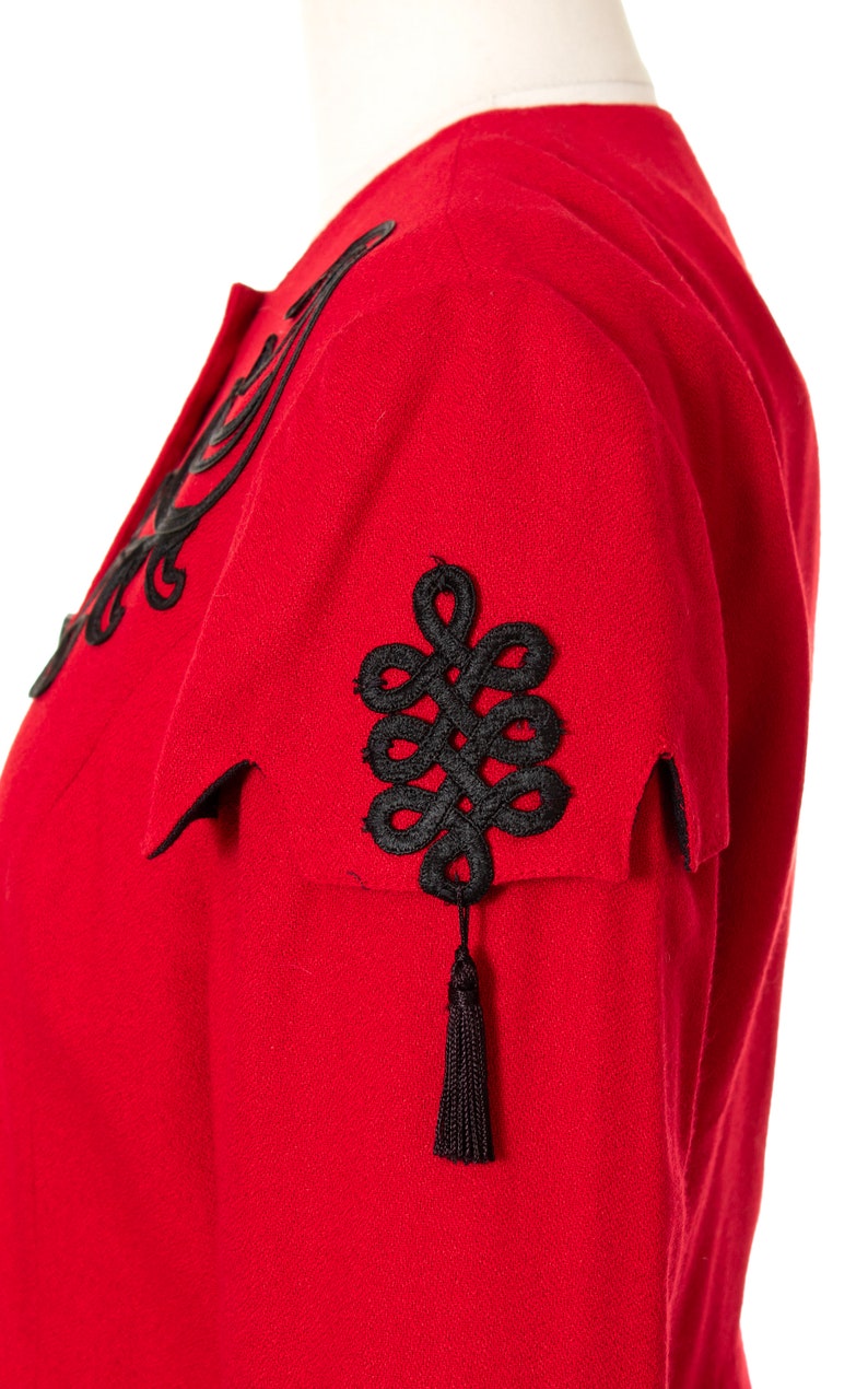 Vintage 1990s Jacket 90s Matador Tassels Red Long Sleeve Cropped Blazer Top large image 9
