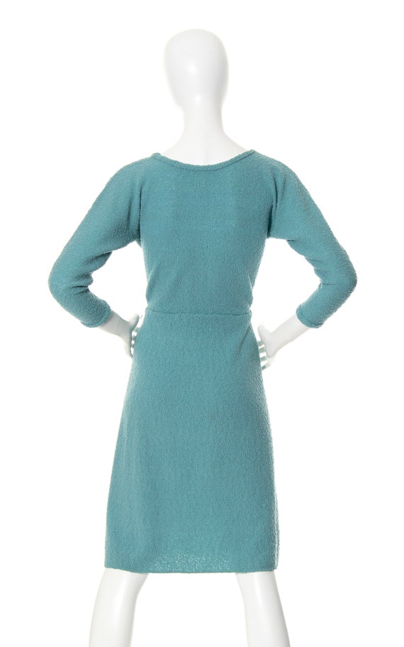 Vintage 1950s Dress | 50s Bouclé Knit Wool Light … - image 4