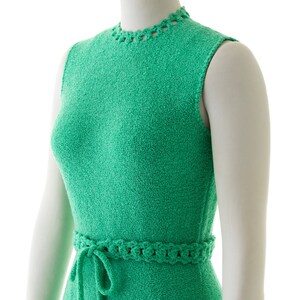 Vintage 1970s Sweater Dress 70s ST JOHN KNITS Knit Wool Jade Kelly Green Belted Sleeveless Day Dress small image 5