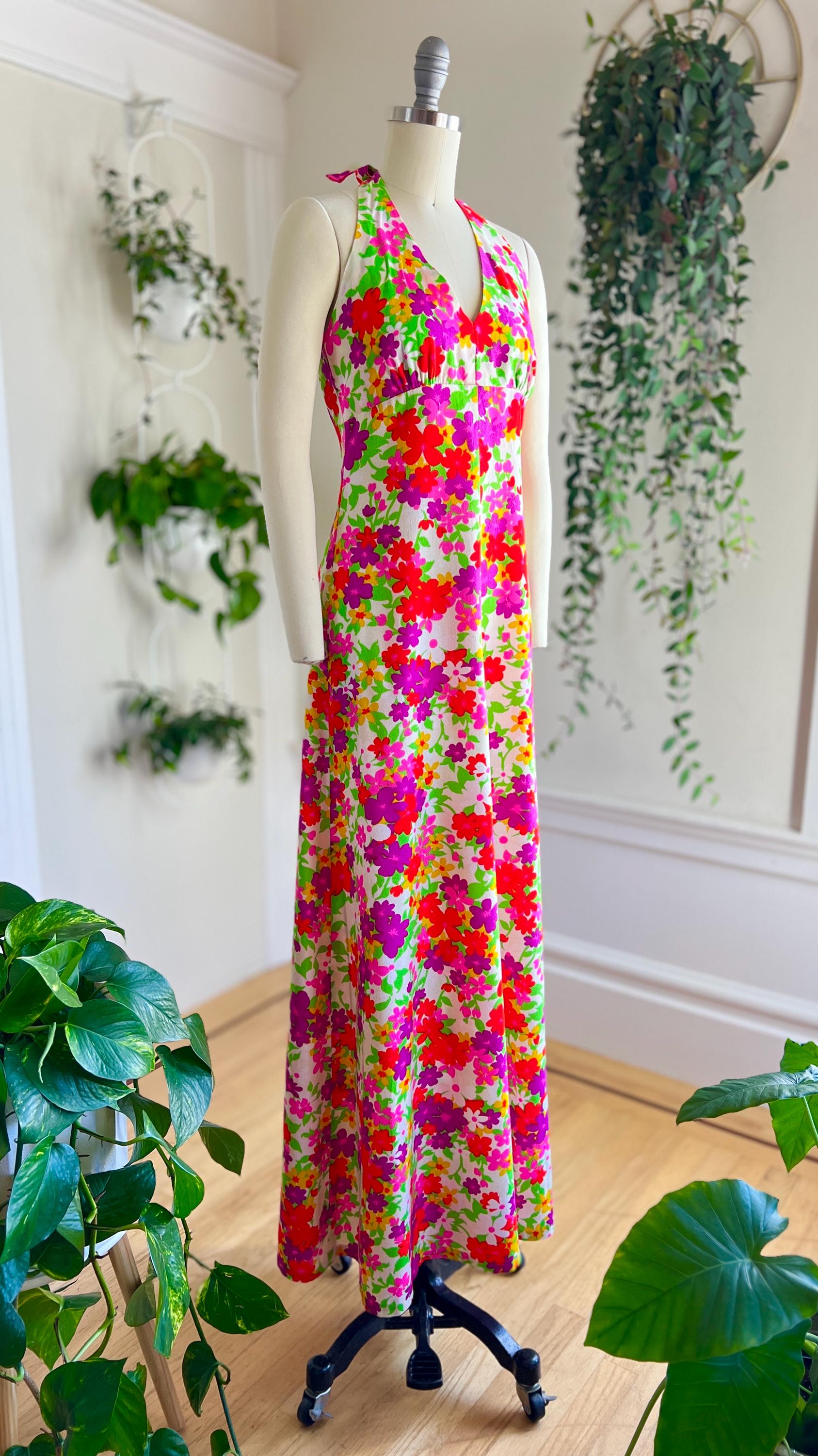 Vintage 1960s 1970s Maxi Dress | 60s 70s Hawaiian Floral Psychedelic ...