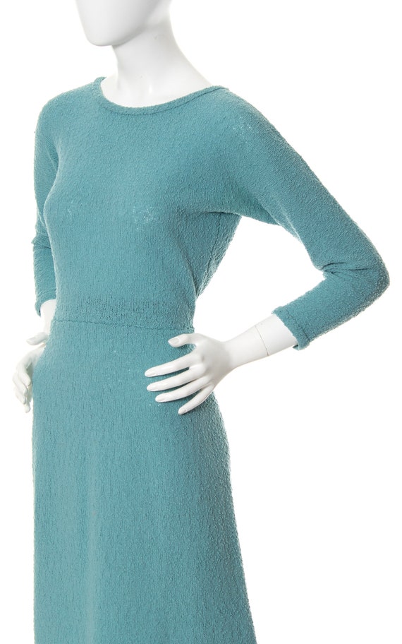 Vintage 1950s Dress | 50s Bouclé Knit Wool Light … - image 5