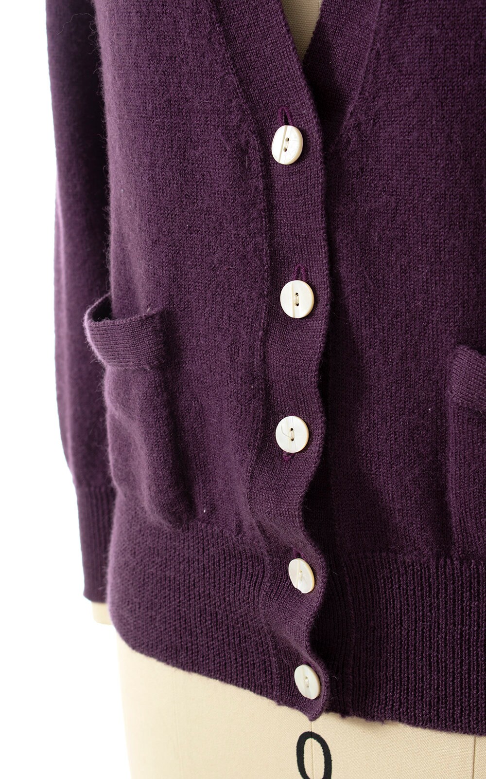 Vintage 1980s Cardigan | 80s Eggplant Purple Wool Button up
