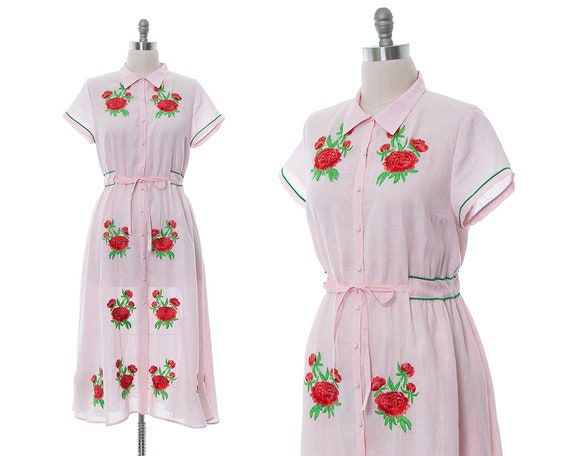 Vintage 1950s Style Shirt Dress | Modern Linen Re… - image 1