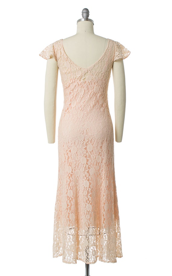 Vintage 1930s Dress | 30s Sheer Peach  Lace Weddi… - image 4