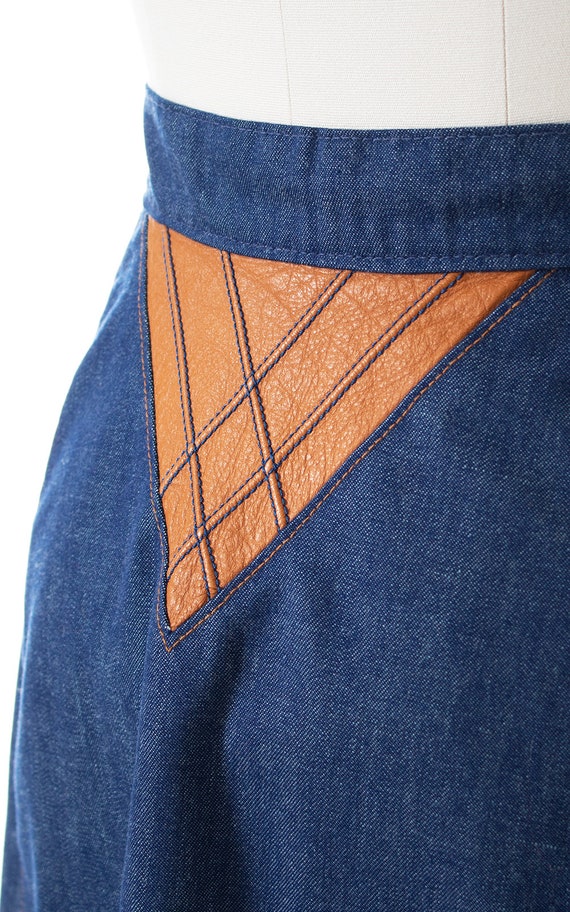 Vintage 1970s Denim Skirt | 70s MS. PIONEER Leath… - image 7
