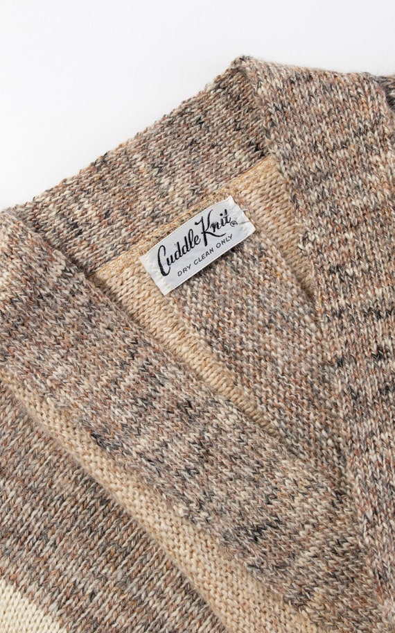 Vintage 1970s Cardigan | 70s Knit Wool Striped Ea… - image 9