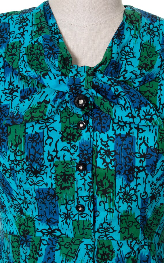 1950～60年代ビンテージ幾何学柄レーヨンストール4c-6-050 ヴィンテージ幾何学模様のシルクレーヨン生地モッドプリント、ピンク