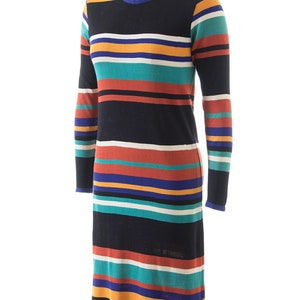 Vintage 1960s 1970s MISSONI Dress 60s 70s Striped Knit Wool Jersey Long Sleeve Shift Dress small/medium image 3