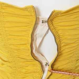 Vintage 1940s 1950s Swimsuit 40s 50s CATALINA Bright Canary Yellow Ruffled Ruched Halter One Piece Bathing Suit x-small/small image 7