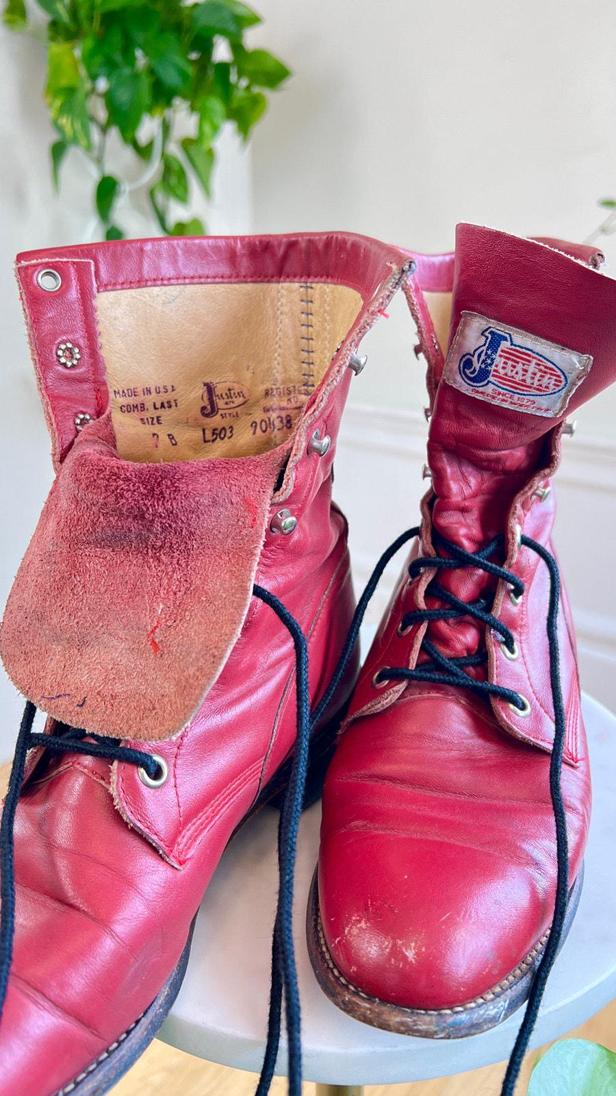 Vintage 1980s 1990s Roper Boots | 80s 90s JUSTIN Red Genuine
