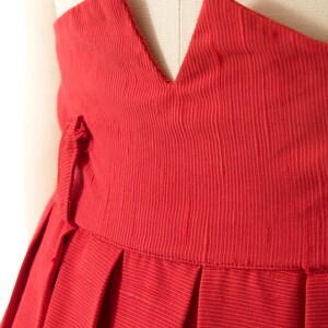 Vintage 1940s Skirt 40s Lipstick Red Cotton Extra High Waisted Pleated Full Swing Skirt x-small image 6