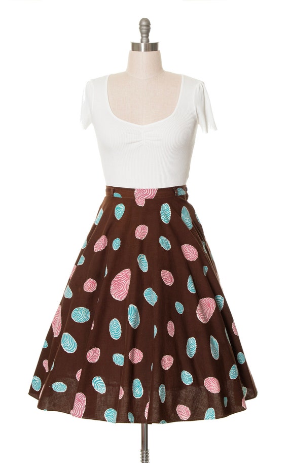 Vintage 1940s 1950s Skirt | 40s 50s Novelty Print… - image 2