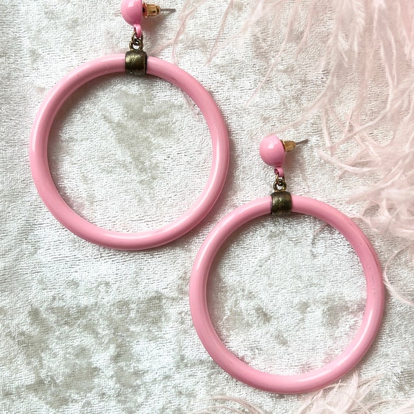 Vintage 1960s Chunky Crystal Hoop Earrings