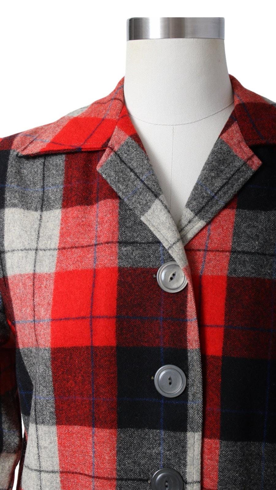 Vintage 1940s 1950s Jacket | 40s 50s Plaid Wool Pendleton 49er