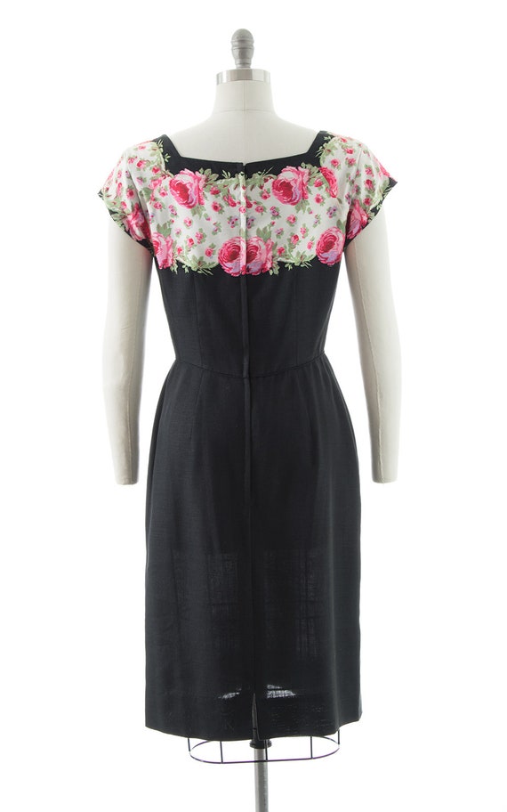 Vintage 1950s Dress | 50s PEGGY HUNT Silk Pink Ro… - image 4