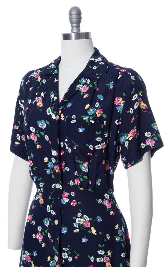 Vintage 1990s Shirt Dress | 90s does 40s Floral P… - image 6