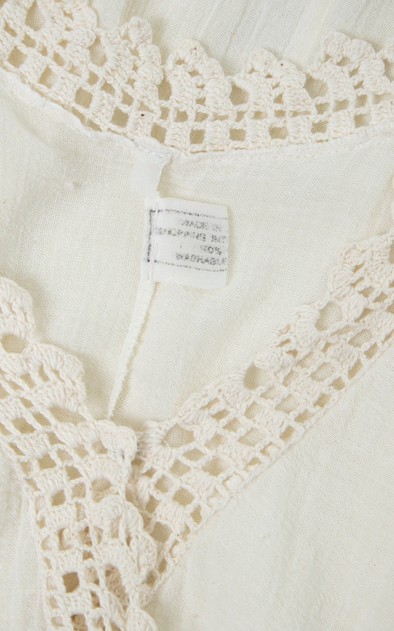 Vintage 1970s Dress | 70s Cream Off-White Cotton … - image 9