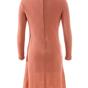 75 DRESS SALE /// Vintage 1970s Sweater Dress 70s Peach Pink Knit Acrylic Turtleneck Long Sleeve Dress xs/small/medium image 4