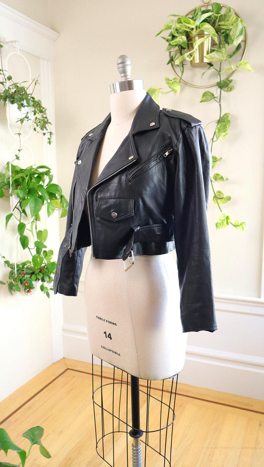 Vintage 1980s 1990s Jacket | 80s 90s WILSONS LEATHER Black Moto