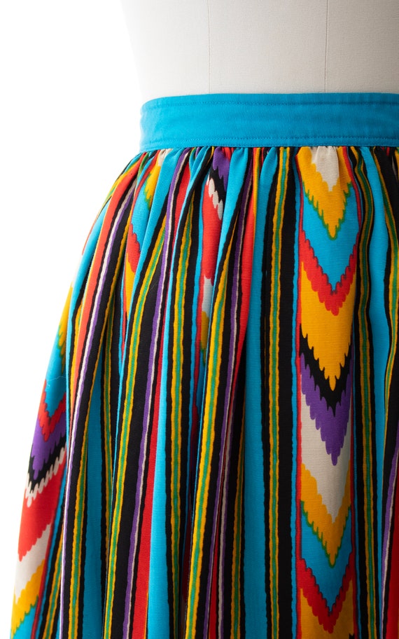 Vintage 1970s Maxi Skirt | 70s Ikat Striped Rayon… - image 6