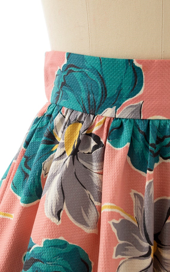 Vintage 1940s Skirt | 40s Floral Printed Cotton P… - image 5