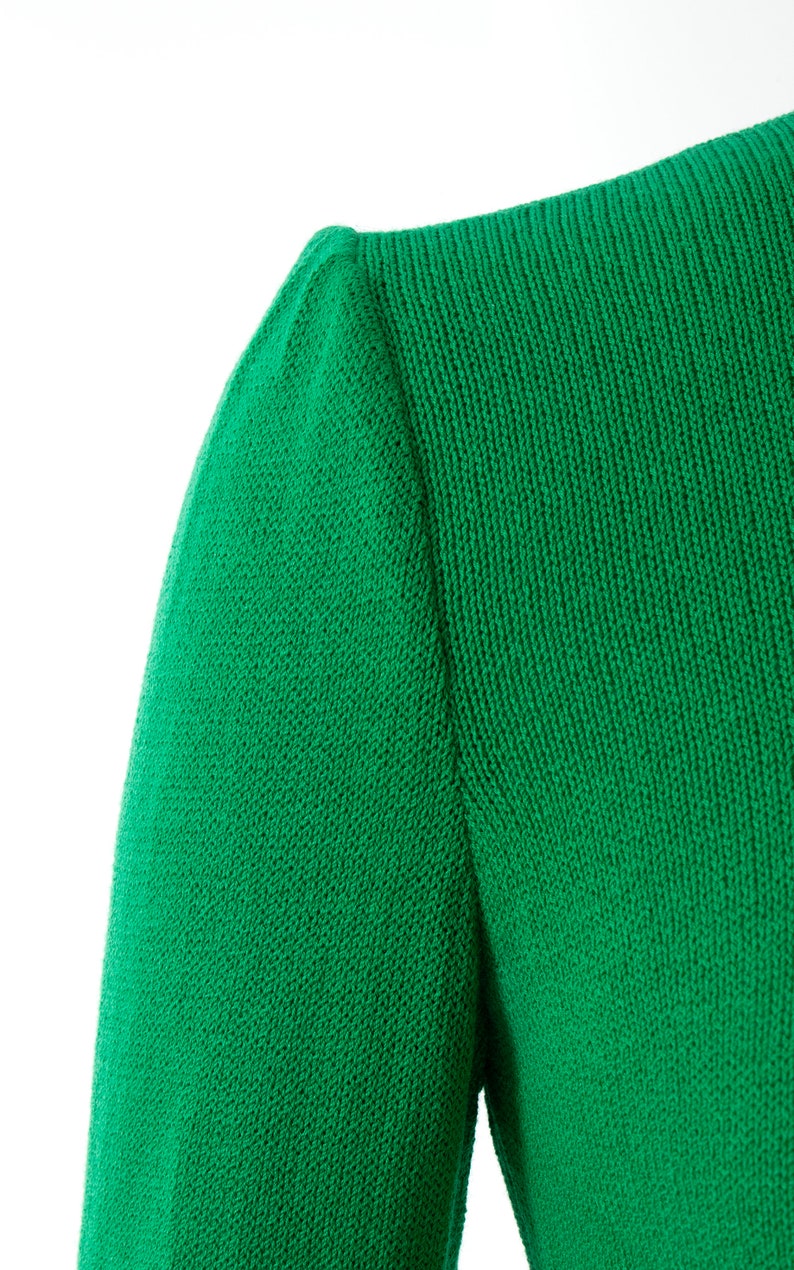 Vintage 1980s Sweater 80s ST JOHN by Marie Gray Knit Kelly Green Wool Long Sleeve Turtleneck Jumper Top small image 6