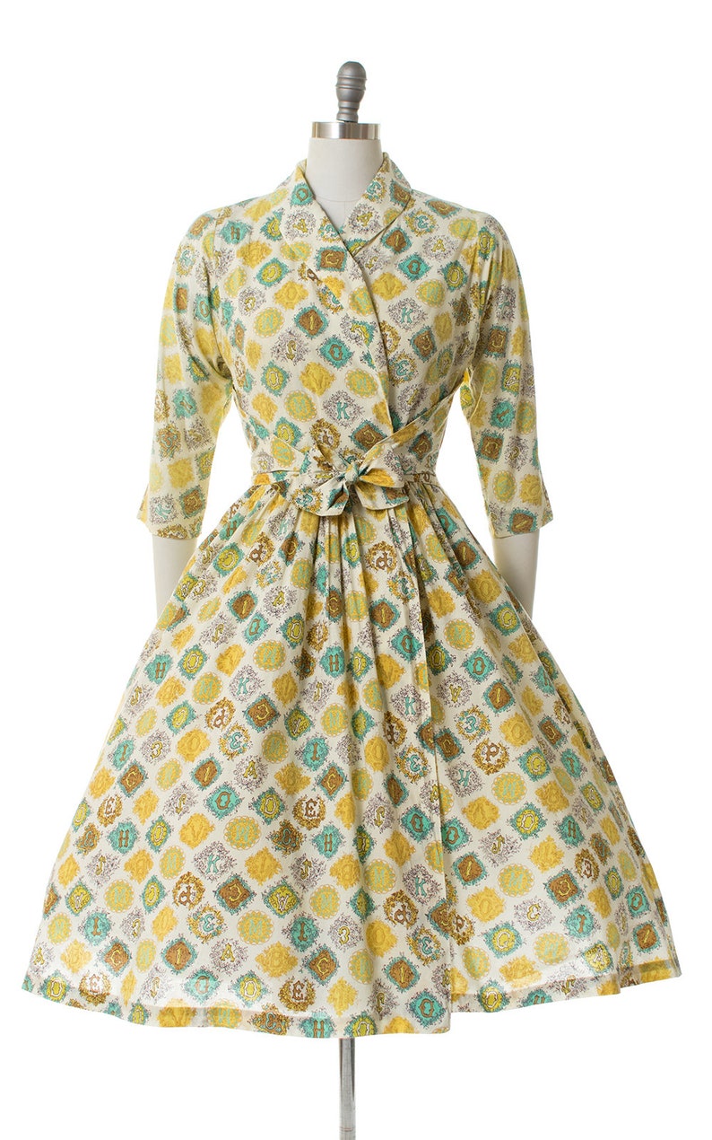 Vintage 1950s Wrap Dress 50s ABCs Alphabet Novelty Print | Etsy