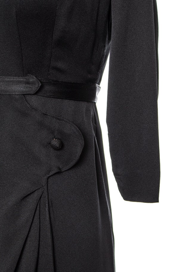 Vintage 1930s Dress | 30s Black Silk Faille Drape… - image 7