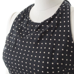 Vintage 1970s Halter Top 70s Polka Dot Cotton Black Cropped Peplum Pin Up Blouse small image 5