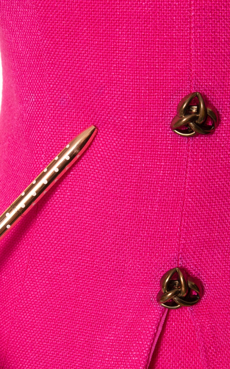 Vintage 1980s Skirt Set 80s Hot Pink Matching Two Piece Blouse Top Pencil Skirt Secretary Suit small/medium imagem 10